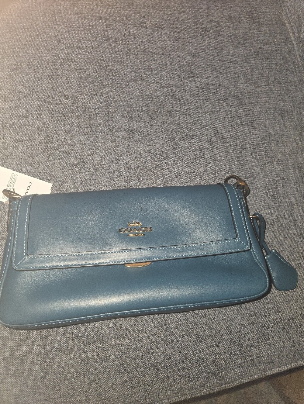 Coach Etta Small Flap Shoulder Bag-Teal Ink - Picture 7 of 10